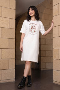 Zivame Harry Potter Knit Cotton Loungewear Dress - Whisper White — thumbnail 1